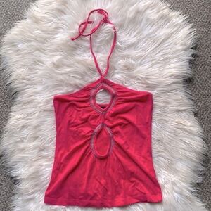 Victoria’s Secret VS Pink Rainbow Keyhole Cut Out Tube Cropped Tank Top Tee